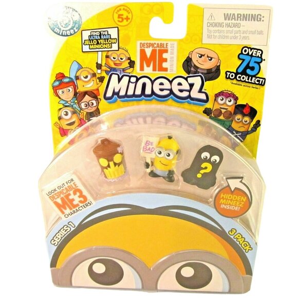Despicable Me Minion Mineez Series 1 Tiki Trash Can, Picketing and Mystery Fig - Picture 1 of 2